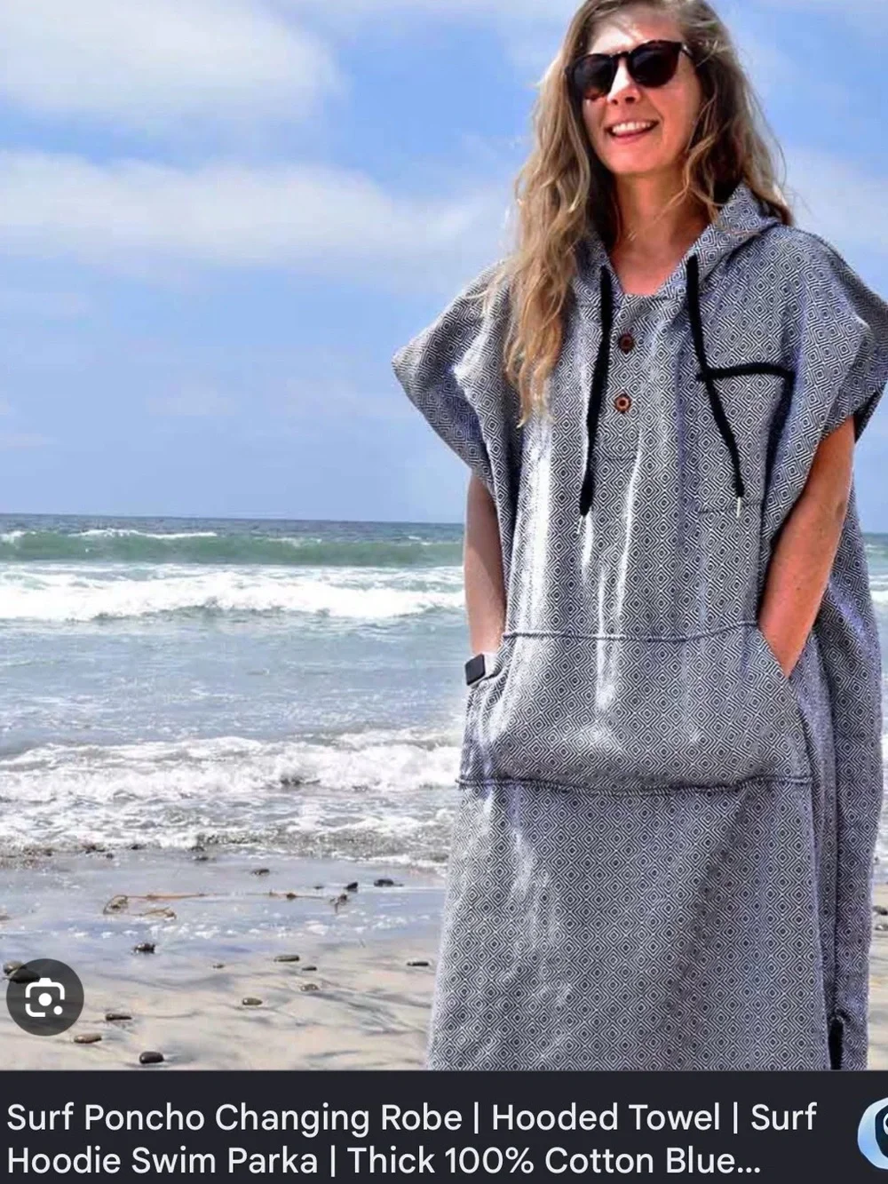 Westpath Women's Surf/Beach Hoodie XL Gray Black Geometric Knit Pocket